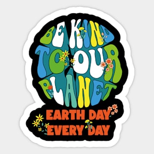 Be Kind Planet Save Earth Day Groovy Nature Lover Sticker